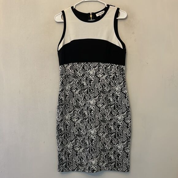 Calvin Klein sleeveless black white dress Size 6 - Picture 2 of 10